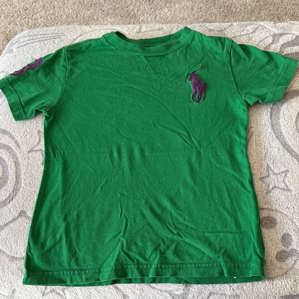 Polo by Ralph Lauren Green Tee with Purple Pony Logo